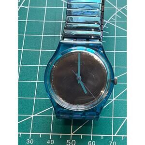 Swatch Blue Iridescent Watch Mirror Dial RUNNING!